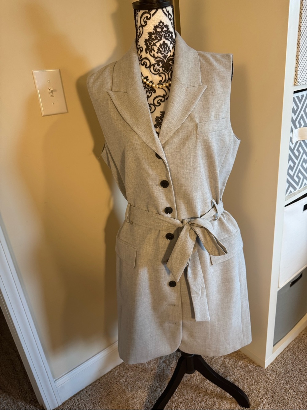 Loft Versa Sleeveless Belted Coatdress - Light Gray NWT